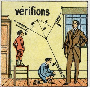 Forças: verificação das regras do paralelogramo. Ilustração anónima a partir de 1925. Coleção privada. de Anonymous Anonymous