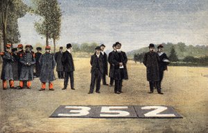 Aviação francesa: Os vestígios de rotas aéreas. A gravura. Um dos jornais "Le petit parisien" de 6/11/1910. Colecção privada. de Anonymous Anonymous