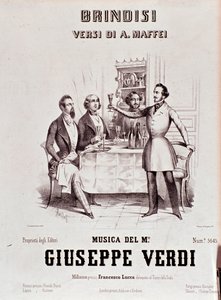 Frontispício da partitura de Brindisi de Giuseppe Verdi depois da poesia de Andrea Maffei de Anonymous Anonymous