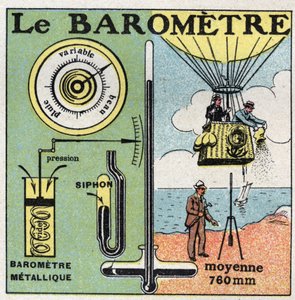 Pressão do gás: o barómetro de metal. Ilustração anónima de 1925. Coleção privada. de Anonymous Anonymous