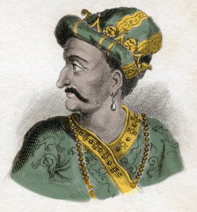 Grand Moghol (Mogol ou Moghul) (provavelmente Aurangzeb (1618-1707), também conhecido como Alamgir) (Abu Muzaffar Muhiuddin Muhammad Aurangzeb Alamgi) - gravura do século XIX - milanês de Anonymous Anonymous