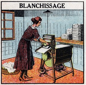 Usos domésticos de electricidade: lavagem a branco. Ilustração anônima de 1925. Coleção privada. de Anonymous Anonymous