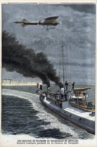 Hubert Latham (1883-1912), aviador francês, deixando Sangatte em um monoplano 