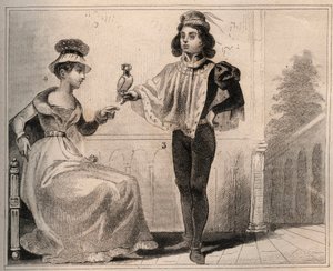 João II de Valois, Duque de Alencon (1409-1476) com Marie de Fayel. Gravura de 1859 em "Le Monde. História de todos os povos desde os tempos mais remotos até aos nossos dias". por M. E. de Lostalot-Bachoue (Lostalot Bachoue). Coleção particular. de Anonymous Anonymous