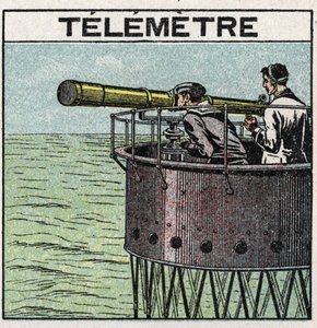 Reflexão de luz: o telémetro utilizado para a navegação. Ilustração anónima a partir de 1925. Coleção privada. de Anonymous Anonymous