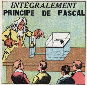 Equilíbrio líquido: princípio de Blaise Pascal (1623-1662). Ilustração anônima de 1925. Coleção privada. de Anonymous Anonymous