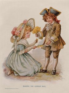 Fazendo o Cowslip Ball, ilustração de livro, início do século 20 (litografia a cores) de Anonymous Anonymous