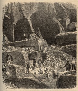 Pedreiras de mármore de Saint-Genies (Saint Genies) - Dordogne - gravura em "PATRIE" - DESCRIÇÃO PINTUREQUIREQUE DE LA FRANCE EN 6 VOLUES BY LUCIEN HUARD - final do século XIX de Anonymous Anonymous