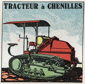 Tracção mecânica: tractor de lagartas. Ilustração anónima de 1925. Coleção particular. de Anonymous Anonymous