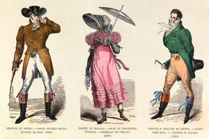 Roupas masculinas e femininas entre 1810 e 1812 em Paris (reinado do Imperador Napoleão I) - coleção particular de Anonymous Anonymous