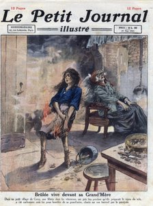 Miscelânea: a morte dramática de uma jovem rapariga brulee vive na frente da sua avó paralítica. Ilustração retirada do "Le petit journal illustrious" de 29/05/1921. Coleção Particular de Anonymous Anonymous