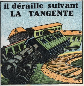 Movimentos: tangente. Descarrilhamento de comboios. Ilustração anônima de 1925. Coleção privada. de Anonymous Anonymous