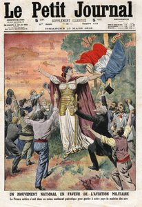 Movimento Nacional de Aviação Militar: toda a França se une num sentimento patriótico semelhante para manter o nosso país no controle do ar. Gravura no "Le Petite Journal", a 10/03/1912. Coleção privada. de Anonymous Anonymous