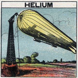 Novas propriedades do gás: o zeppelin infla com hélio. Ilustração anônima de 1925. Coleção privada. de Anonymous Anonymous