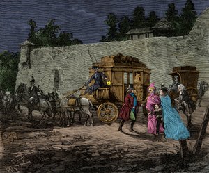 Vôo noturno da família real para Varennes em 1791, Gravura, Coleção privada de Anonymous Anonymous