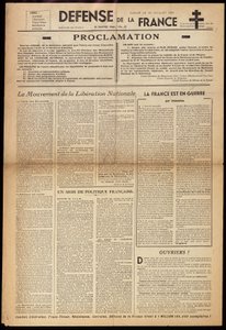 Um dos jornais clandestinos "Défense de France" de 15/01/1944 de Anonymous Anonymous