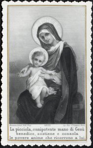 Imagem piedosa: Jesus como uma criança nos braços de sua mãe Maria (gravura) de Anonymous Anonymous