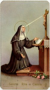Imagem piedosa: Rita de Cássia durante os seus estigmas parciais (cromolitografia) de Anonymous Anonymous