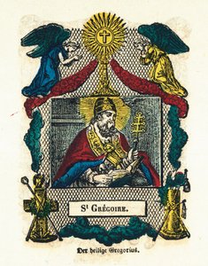Imagem piedosa: Santo: Gregoire I, o Grande. Gravura da colecção privada do século XIX de Anonymous Anonymous