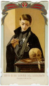 Imagem piedosa: São Gabriel de Nossa Senhora das Dores, estudante clerical Passionista Italiana (cromolitografia) de Anonymous Anonymous