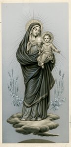 Imagem piedosa: Virgem e criança com o Santíssimo Sacramento (gravura) de Anonymous Anonymous