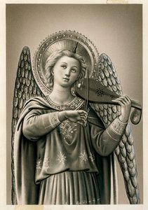 Imagem piedosa: um anjo músico (impressão) de Anonymous Anonymous