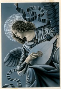Imagem piedosa: um anjo músico depois do afresco de Melozzo da Forli (estampa) de Anonymous Anonymous