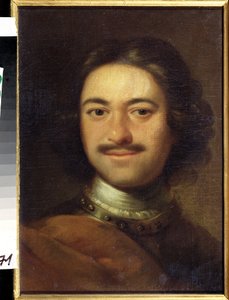 Retrato do imperador Pedro I, o Grande (1672-1725) (Retrato do imperador Pedro I, o Grande). Pintura anônima. Óleo sobre tela, 48,5 x 37 cm, início do século XVIII. Classicismo. Museu da Marinha Central do Estado, São Petersburgo. de Anonymous Anonymous