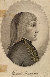 "Retrato do General Napoleão Bonaparte (1769-1821)" Gravura anónima 1796 Dim 19,2x12,5 cm Colecção Privada de Anonymous Anonymous