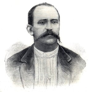Retrato de Albert Nebout, explorador francês em África. Gravura em "Le Peute Parisien". de Anonymous Anonymous