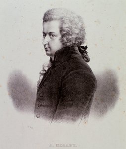 Retrato do compositor austríaco Wolfgang Amadeus Mozart (1756-1791) Gravura. Século XIX. Coleção particular milanesa de Anonymous Anonymous