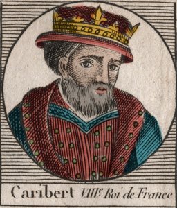 Retrato de Caribert, Rei dos Francos (561-567) - Caribert ou Charibert (d.567) Rei dos Francos - gravura de "Instruction sur l