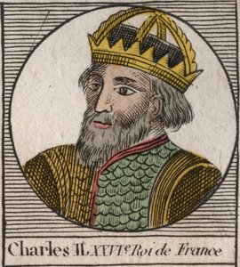 Retrato de Carlos II o Careca (823-877), Rei da França - Carlos II (823-877) o Careca - gravura de "Instruction sur l
