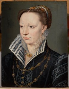 Retrato de Claude Catherine de Clermont-Tonnerre, Duquesa de Retz (1543-1603), c.1571 (óleo sobre painel) de Anonymous Anonymous