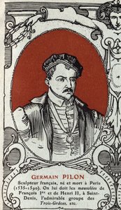 Retrato de Germain Pilon (1535-1590), escultor francês. Gravura de 1914. Coleção particular. de Anonymous Anonymous