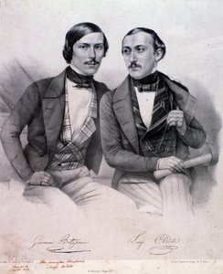 Retrato de Giovanni Bottesini (à esquerda) e Luigi Arditi (gravura de Anonymous Anonymous