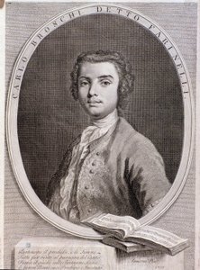 Retrato do castrato italiano Carlo Broschi chamado Farinelli (Gravura. 1735) de Anonymous Anonymous