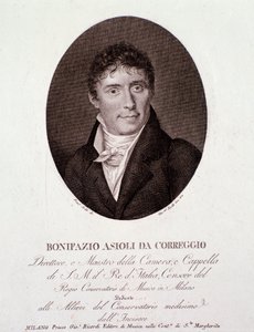 Retrato do compositor italiano Bonifazio Asioli (1769-1832) Gravura. Século XIX. Coleção particular de Anonymous Anonymous