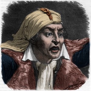 Retrato de Marat (1743-1793) - retrato de Jean-Paul (Jean Paul) Marat (1743-1793) político, jornalista francês - Gravura em "Histoire des Girondins" de Alphonse de Lamartine (1790-1869) 1865-1866 - Coleção particular de Anonymous Anonymous