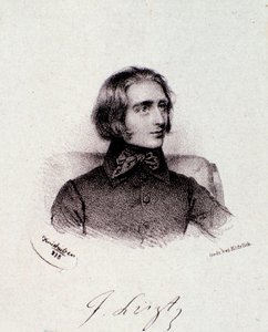 Retrato do compositor húngaro Franz Liszt (1811-1886) Gravura. Século XIX. Coleção particular milanesa de Anonymous Anonymous