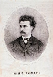 Retrato do compositor italiano Filippo Marchetti (1831-1902) Gravura. Século XIX. Coleção particular milanesa de Anonymous Anonymous