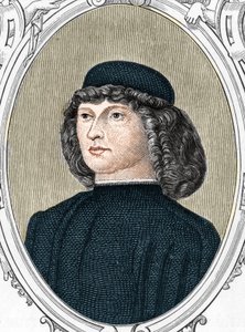 Retrato do pintor italiano Giovanni Bellini disse il Giambellino (1425/1433-1516), gravura de 1859 em "as galerias da Europa - Itália" de Armandaud. Colecção privada. de Anonymous Anonymous