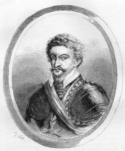 Retrato do marechal Charles de Gontaut, Barão, então Duque de Biron (1562-1602) - Gravura de 1863 em "Le Livre Rouge - Histoire De L