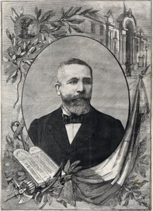 Retrato do novo presidente francês Emile Loubet (1838-1929), eleito em 18 de fevereiro de 1899. Gravura. Em "A Pequena Parisiense". de Anonymous Anonymous