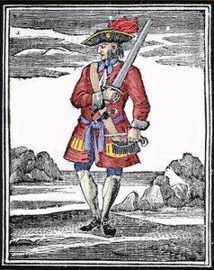 Retrato do pirata Jack Rackham diz o Vermelho ou John Rackham, mais conhecido como Calico Jack (? 1720). Gravura. de Anonymous Anonymous