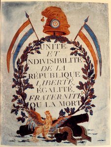 Cartaz da Revolução Francesa: "Unite et indivisibilite de la Republique liberte egalite fraternite ou la mort" de Anonymous Anonymous