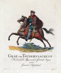 Príncipe Alexandre Ivanovitch Tchernychev ou Tchernychiov ou Czernichev - Retrato do Conde Alexander Ivanovich Chernyshov (1786-1857) - Anónimo - 1813 - Aquatint - 25,6x22 - Colecção Privada de Anonymous Anonymous