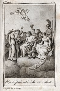 Psyche apresentada ao Tribunal Celestial. Gravura de 1819 em "Lettres a Emilie sur la mythologie" de Charles Albert Demoustier (1760-1801). Coleção privada. de Anonymous Anonymous