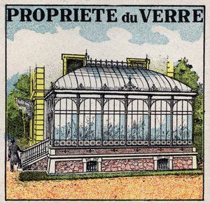 Radiação e condutibilidade: uma estufa de vidro usa uma das propriedades do vidro para ser transparente ao calor claro e não ao calor escuro. Ilustração anônima de 1925. Coleção particular. de Anonymous Anonymous