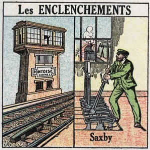 Ferrovias: travamento. Uma ferrovia utilizando uma estação de alavancas individuais Saxby. Ilustração anónima de 1925. Coleção privada. de Anonymous Anonymous